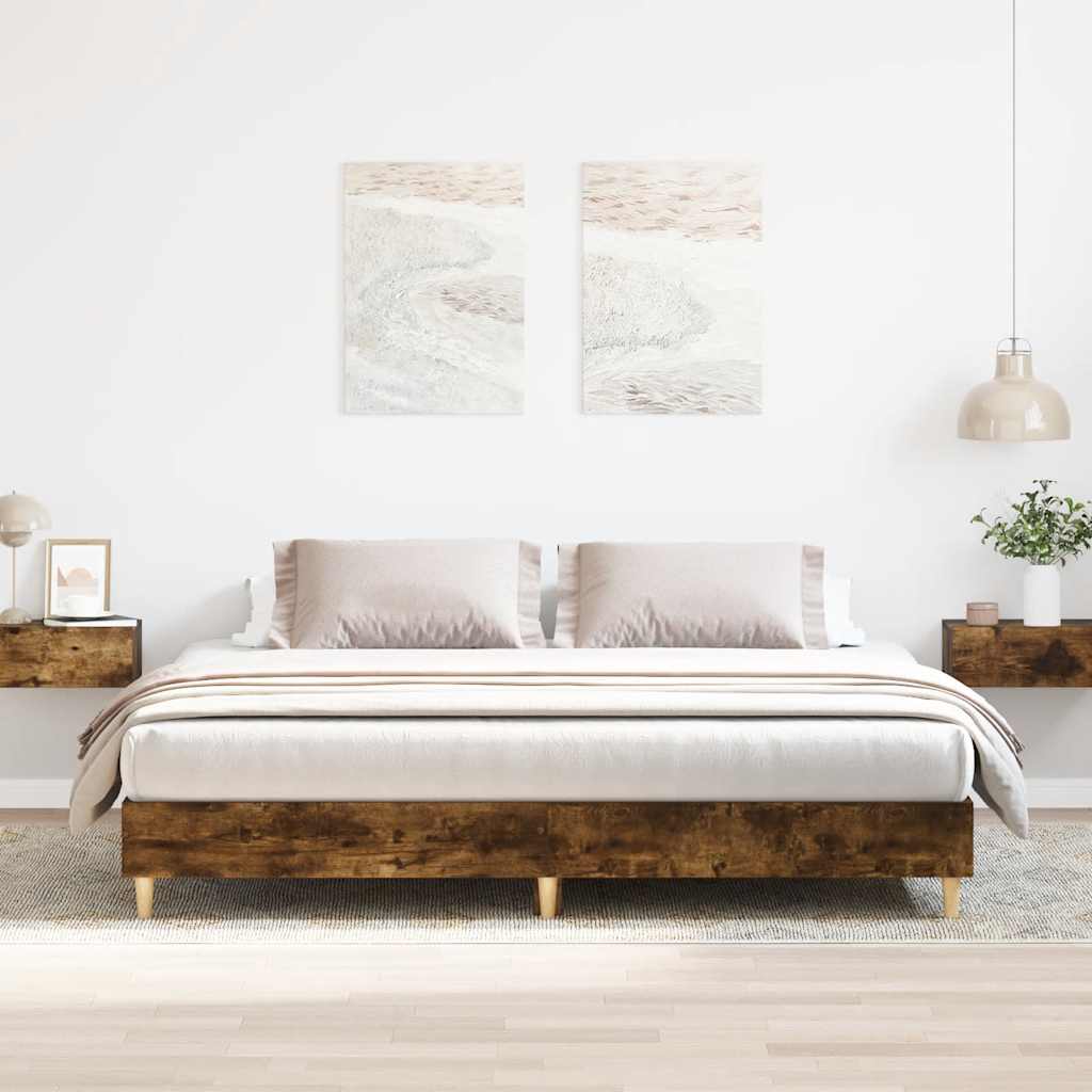 Giroletto senza Materasso Rovere Fumo 200x200 cm in Truciolato | homemem39