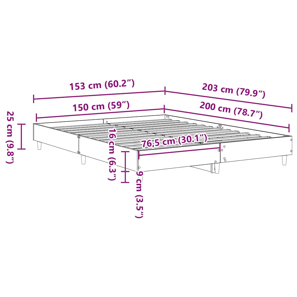 Giroletto senza Materasso Grigio Cemento 150x200 cm Truciolato | homemem39