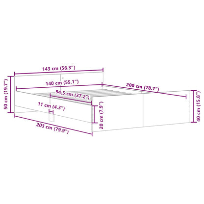 Giroletto senza Materasso Legno Antico 140x200cm in Truciolato - homemem39