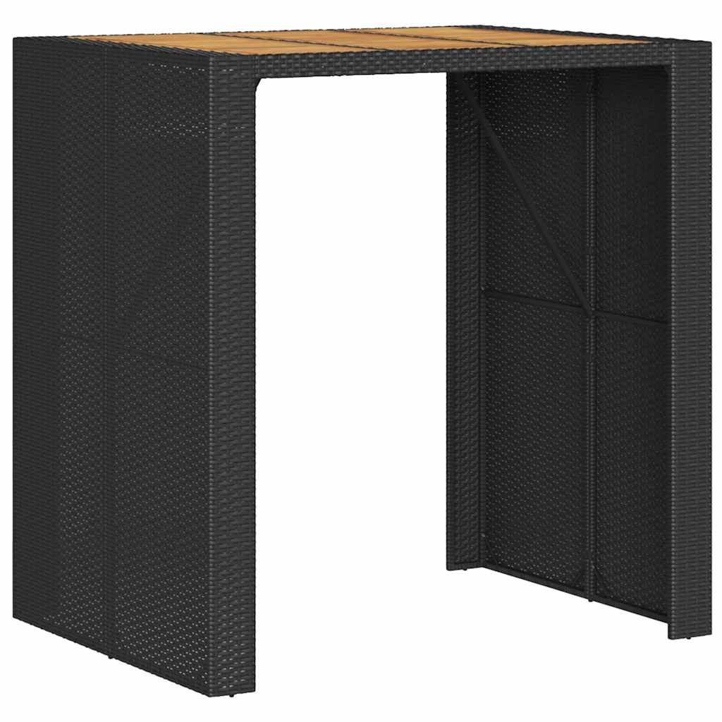 Set Bar da Giardino 5pz senza Cuscini Nero in Polyrattan Acacia | homemem39