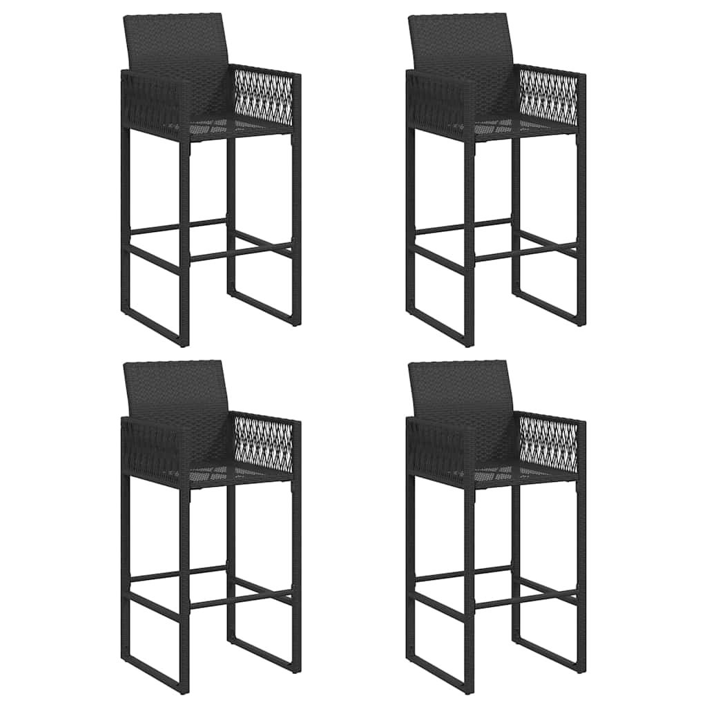 Set Bar da Giardino 5pz senza Cuscini Nero in Polyrattan Acacia | homemem39
