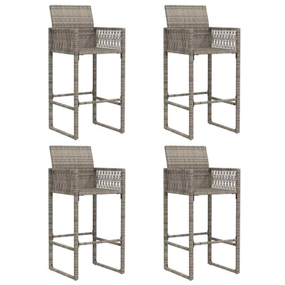 Set Bar da Giardino 5pz senza Cuscini Nero in Polyrattan Acacia | homemem39