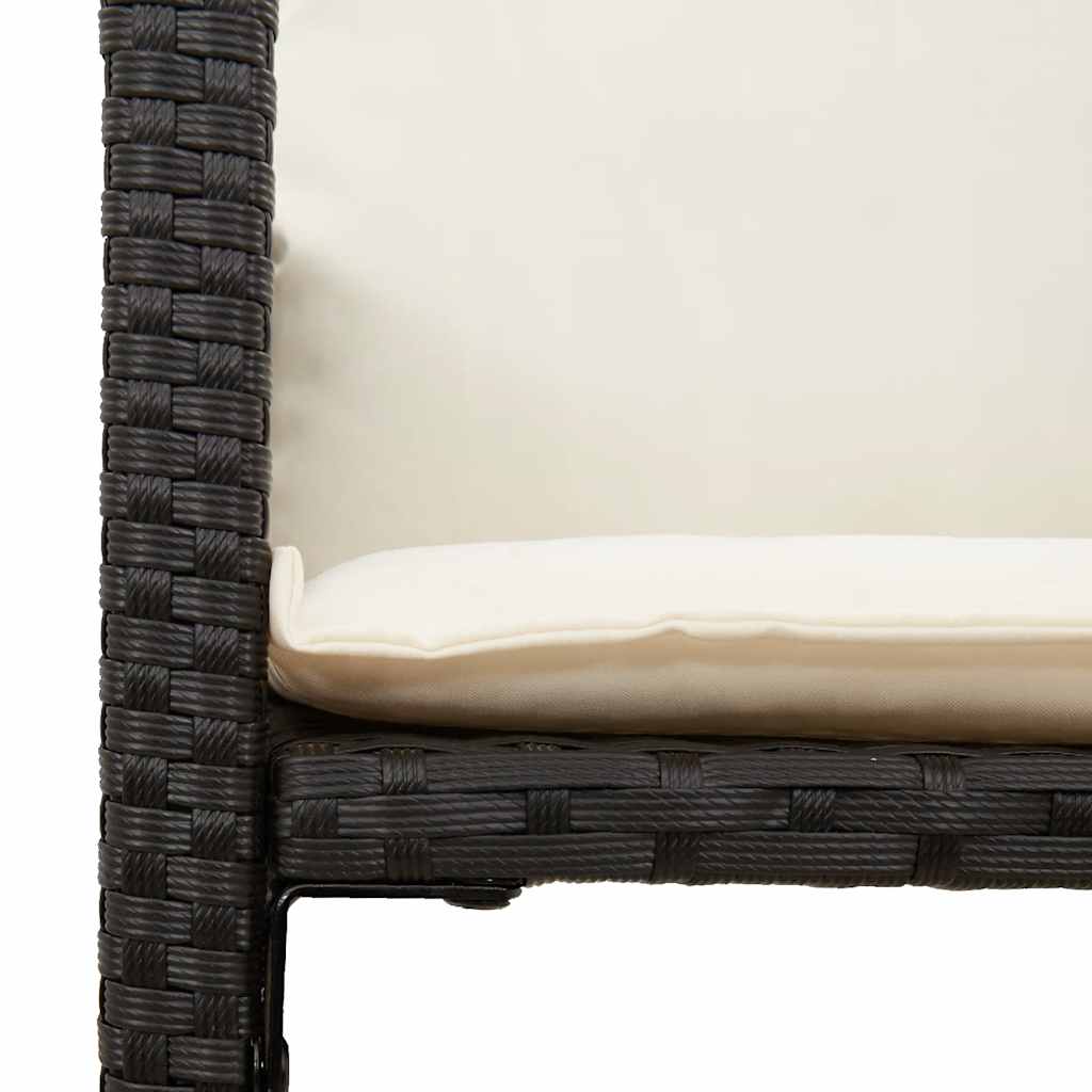 Set Bar da Giardino 5 pz con Cuscini Nero in Polyrattan Acacia | homemem39