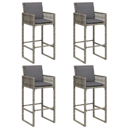 Set Bar da Giardino 5 pz con Cuscini Nero in Polyrattan Acacia | homemem39