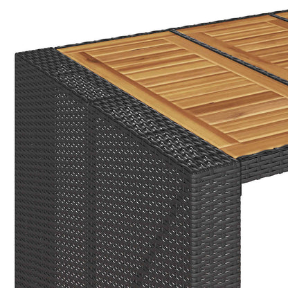 Set Bar da Giardino 5 pz con Cuscini Nero in Polyrattan Acacia | homemem39