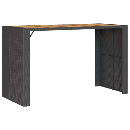 Set Bar da Giardino 7 pz con Cuscini Nero in Polyrattan Acacia | homemem39