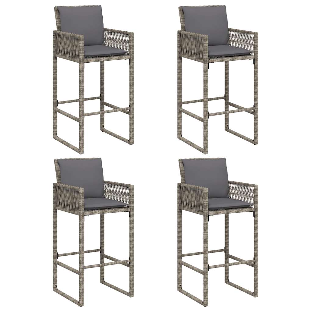 Set Bar da Giardino 5 pz con Cuscini Nero in Polyrattan Acacia | homemem39