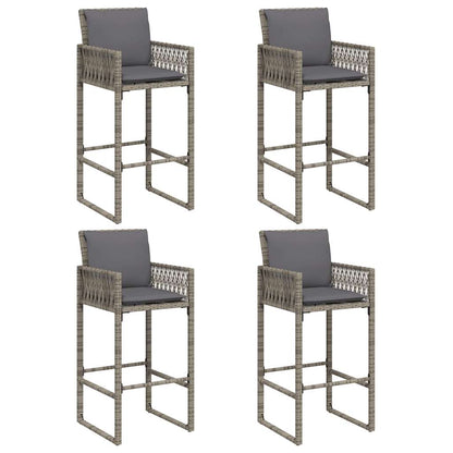 Set Bar da Giardino 5 pz con Cuscini Nero in Polyrattan Acacia | homemem39