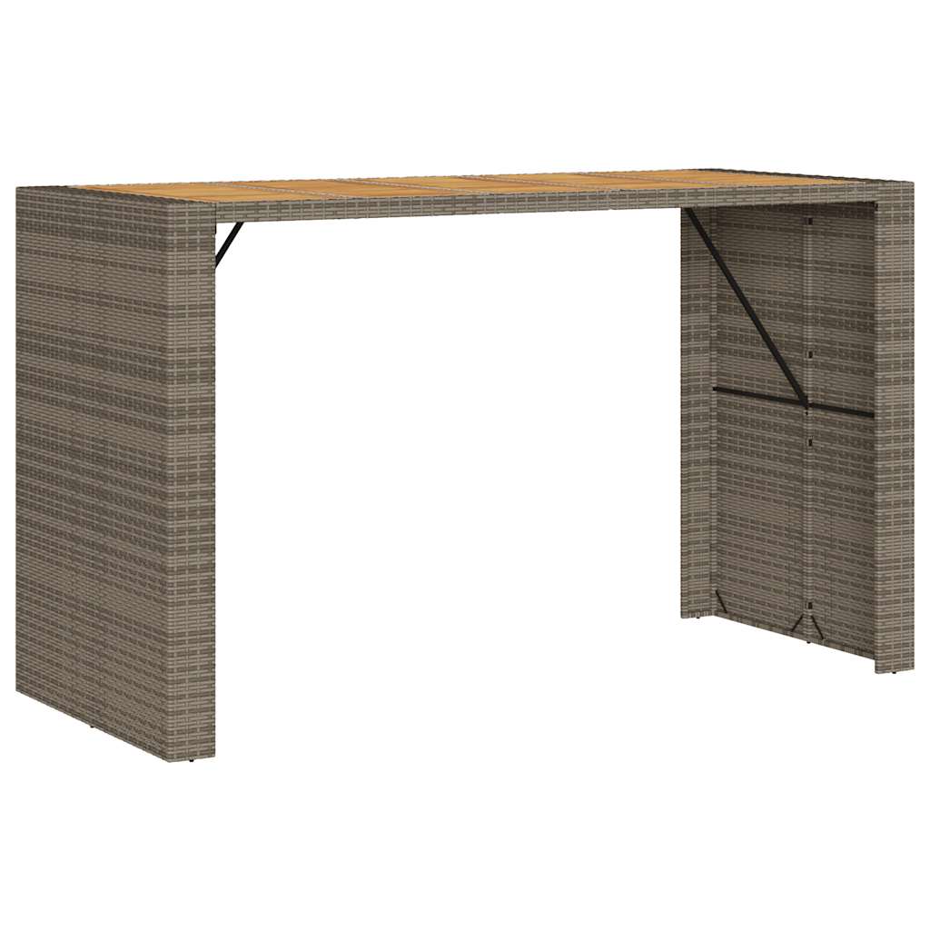 Set Bar da Giardino 7 pz con Cuscini Grigio Polyrattan Acacia | homemem39
