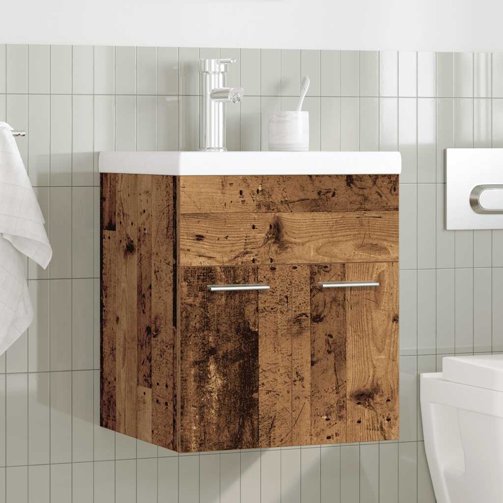 Mobile da Bagno con Lavabo Integrato e Rubinetto Legno Antico