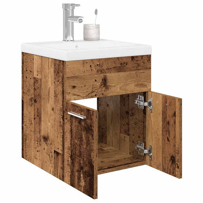 Mobile da Bagno con Lavabo Integrato e Rubinetto Legno Antico