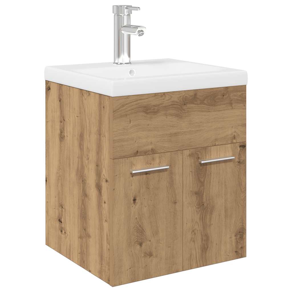 Mobile Bagno con Lavabo Integrato&Rubinetto Rovere Artigianale