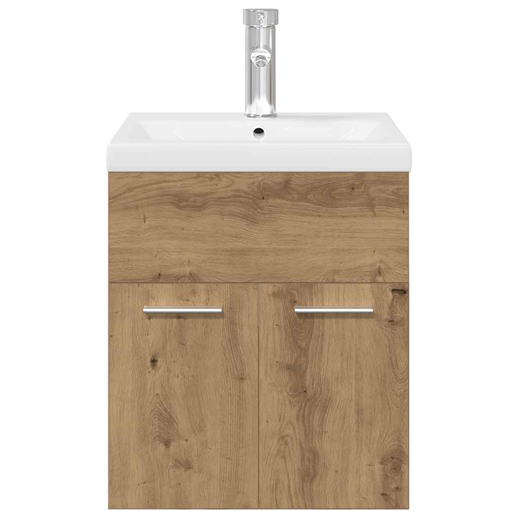 Mobile Bagno con Lavabo Integrato&Rubinetto Rovere Artigianale