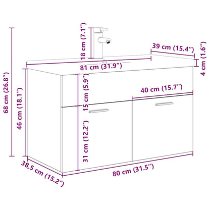 Mobile da Bagno con Lavabo Integrato e Rubinetto Legno Antico | homemem39