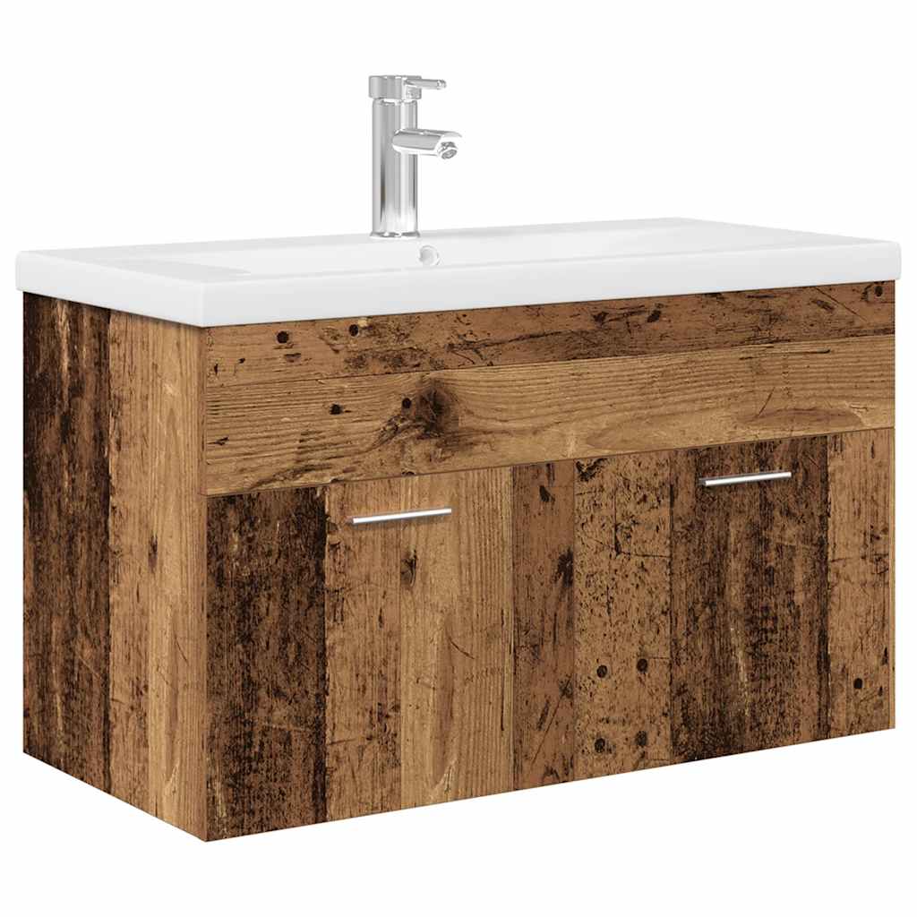 Mobile Bagno Lavabo Integrato Legno Antico in Legno Multistrato | homemem39