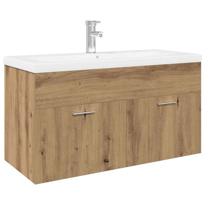 Mobile Bagno Lavabo Integrato Rovere Artigianale in Truciolato | homemem39