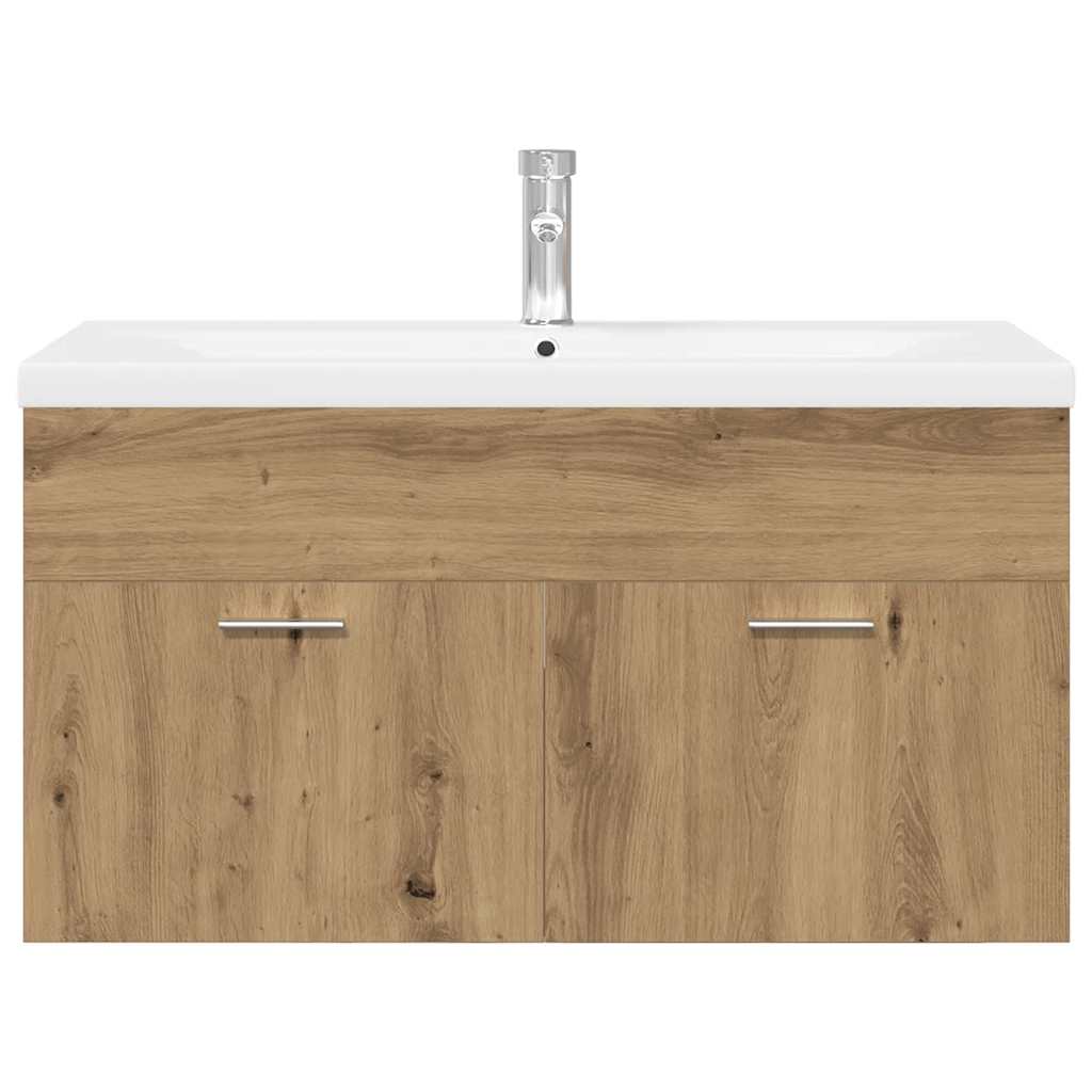 Mobile Bagno Lavabo Integrato Rovere Artigianale in Truciolato | homemem39