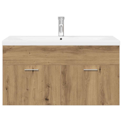 Mobile Bagno Lavabo Integrato Rovere Artigianale in Truciolato | homemem39