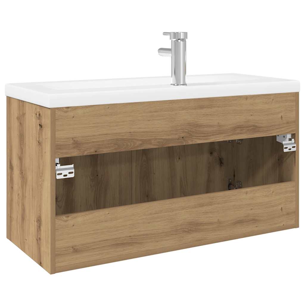 Mobile Bagno Lavabo Integrato Rovere Artigianale in Truciolato | homemem39