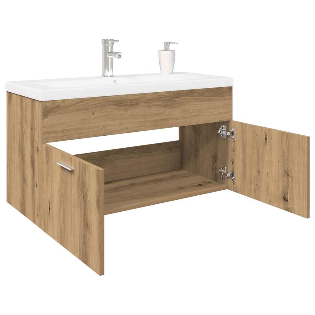 Mobile Bagno Lavabo Integrato Rovere Artigianale in Truciolato