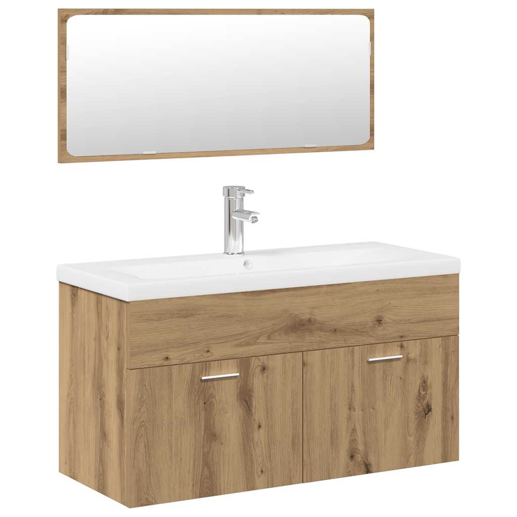 Set Mobili da Bagno 3 pz Rovere Artigianale Legno Multistrato