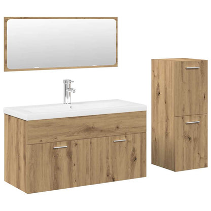 Set Mobili da Bagno 4 pz Rovere Artigianale Legno Multistrato