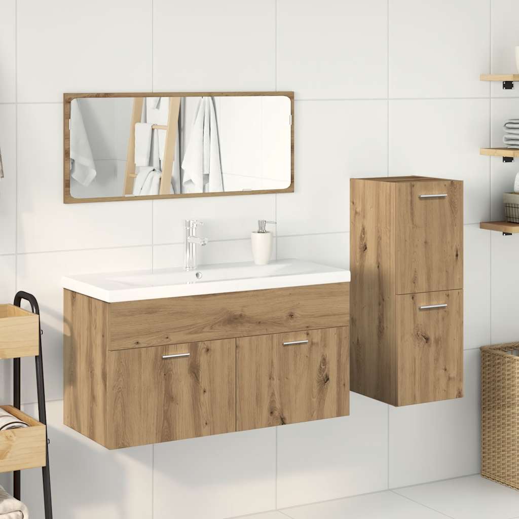 Set Mobili da Bagno 4 pz Rovere Artigianale Legno Multistrato