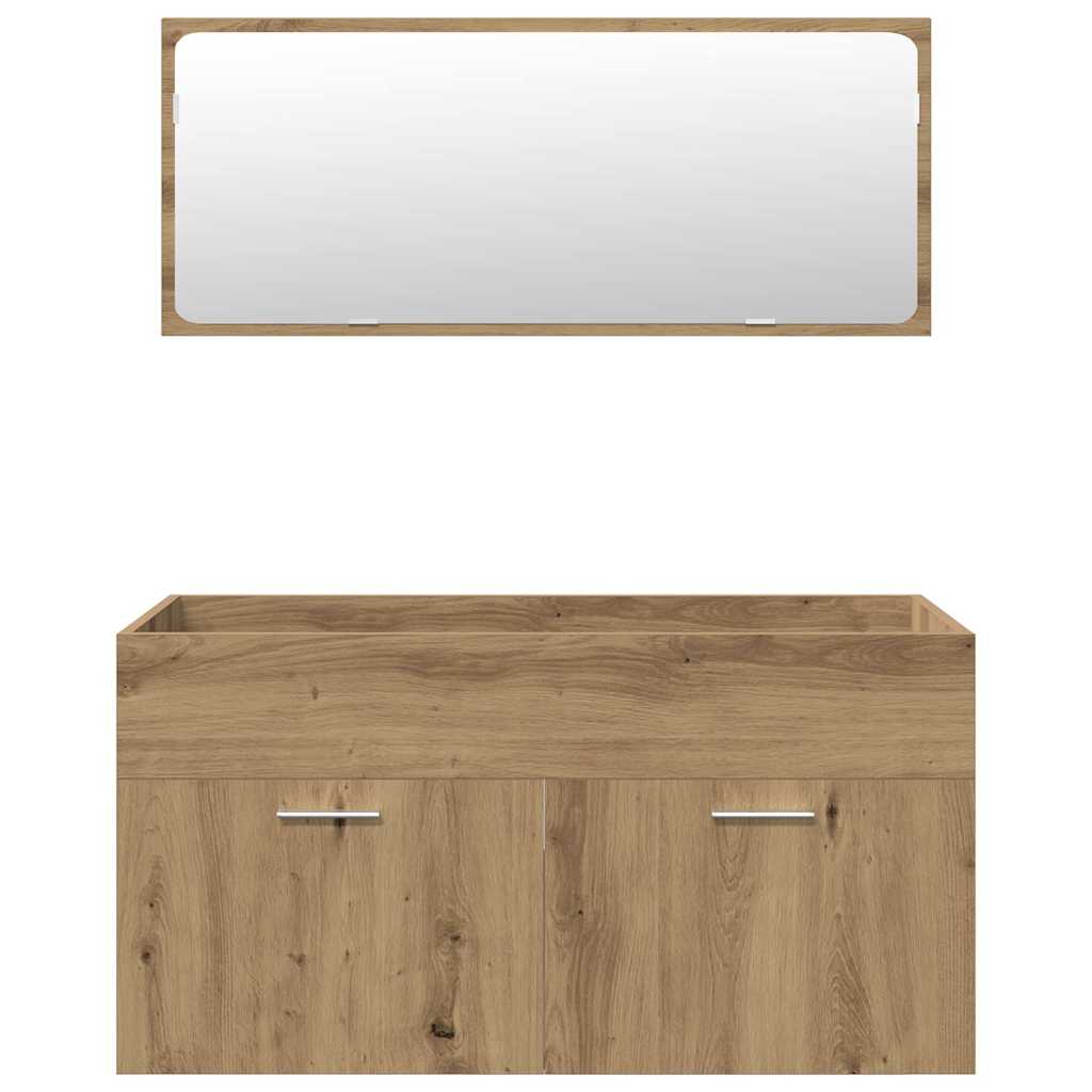 Set Mobili da Bagno 5 pz Rovere Artigianale Legno Multistrato