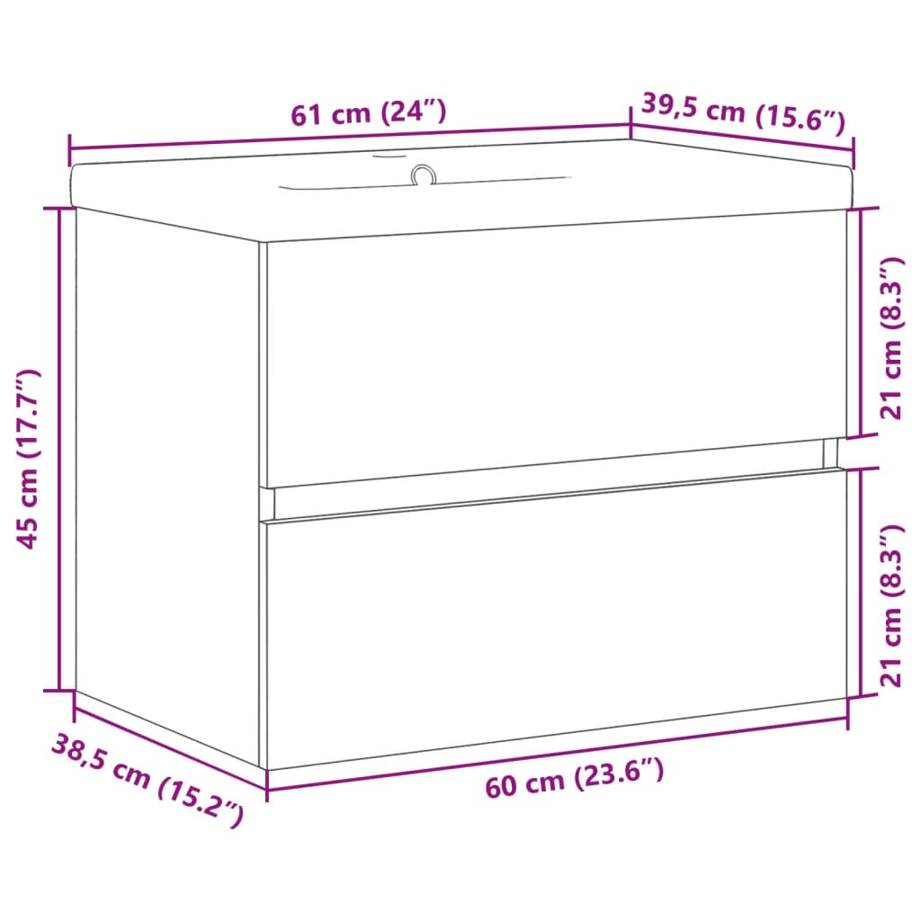 Mobile con Lavabo Integrato Rovere Artigianale | homemem39