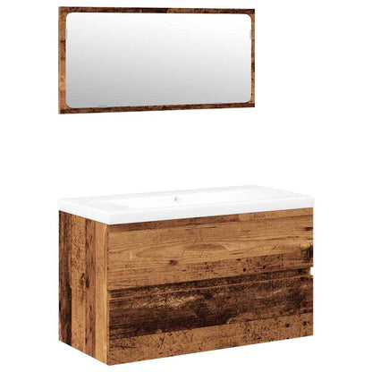 Set Mobili da Bagno Legno Antico in Legno Multistrato | homemem39