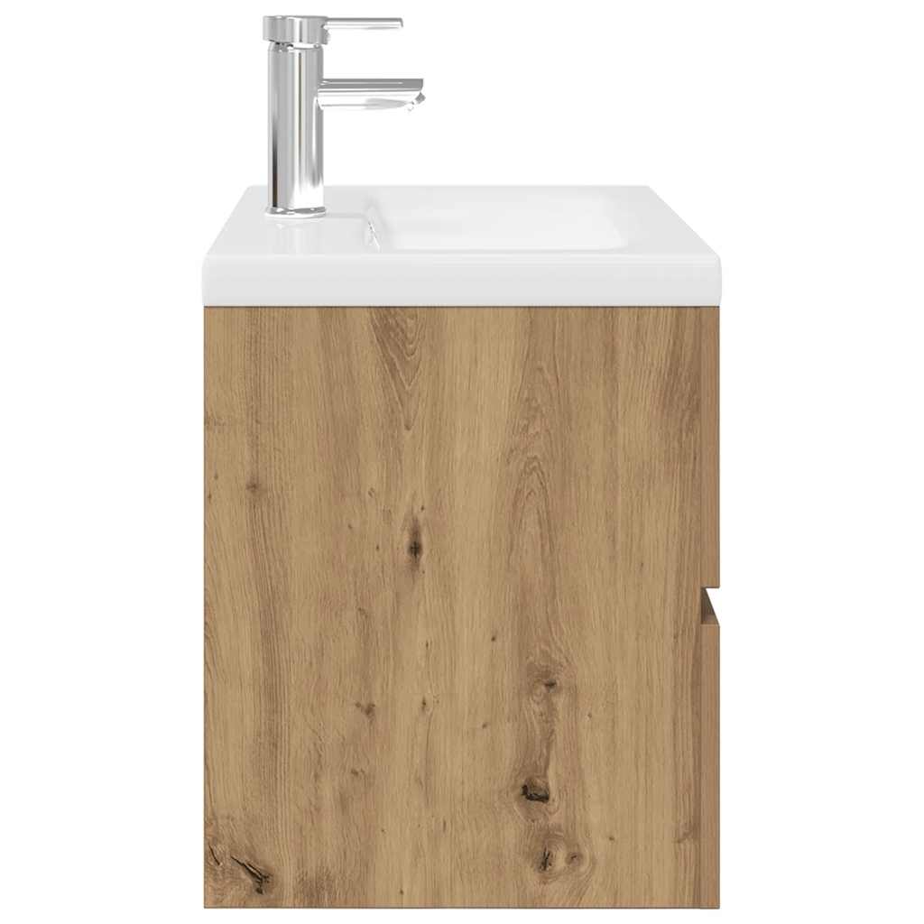 Mobile Bagno con Lavabo Integrato&Rubinetto Rovere Artigianale | homemem39