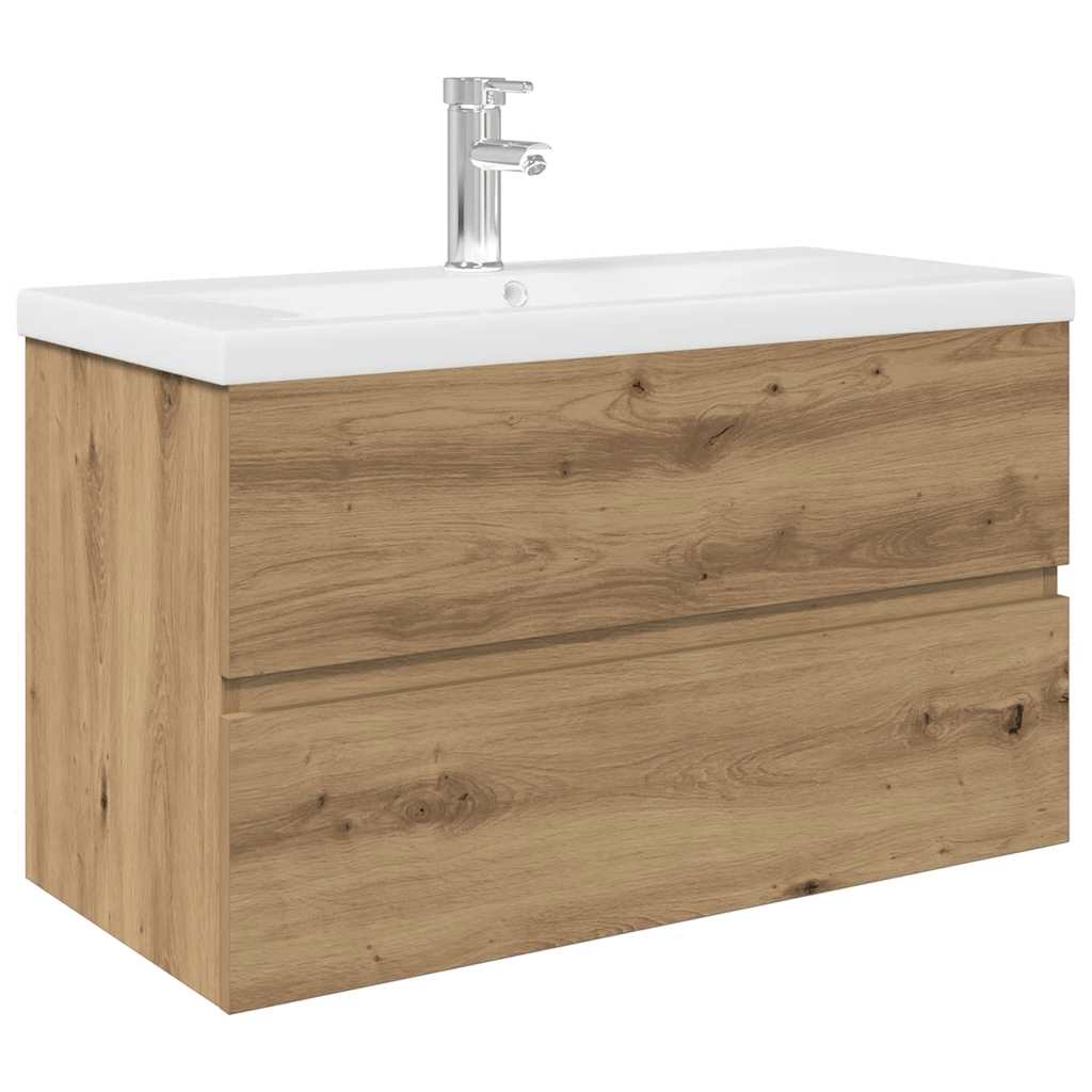 Mobile Bagno con Lavabo Integrato&Rubinetto Rovere Artigianale