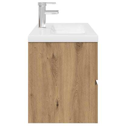 Mobile Bagno con Lavabo Integrato&Rubinetto Rovere Artigianale | homemem39