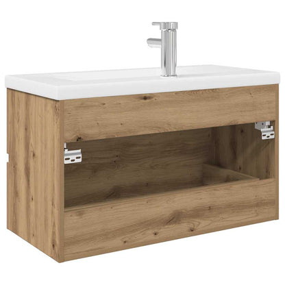 Mobile Bagno con Lavabo Integrato&Rubinetto Rovere Artigianale | homemem39