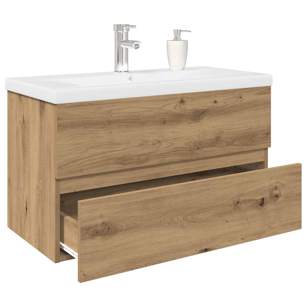 Mobile Bagno con Lavabo Integrato&Rubinetto Rovere Artigianale