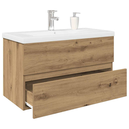 Mobile Bagno con Lavabo Integrato&Rubinetto Rovere Artigianale