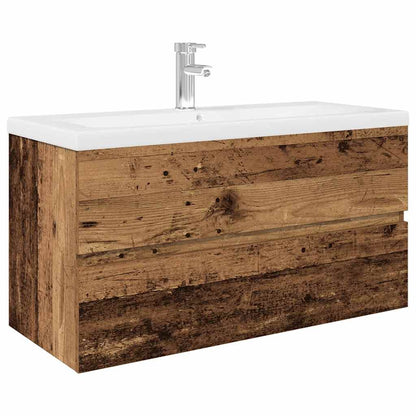 Mobile da Bagno con Lavabo Integrato e Rubinetto Legno Antico | homemem39