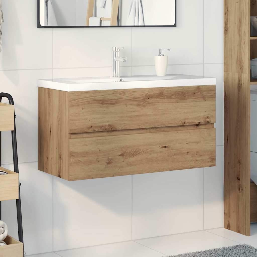 Mobile Bagno con Lavabo Integrato&Rubinetto Rovere Artigianale | homemem39