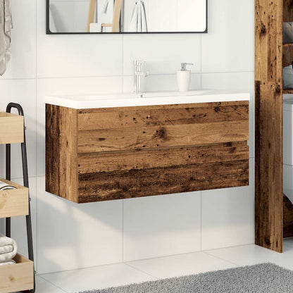 Mobile da Bagno con Lavabo Integrato e Rubinetto Legno Antico | homemem39