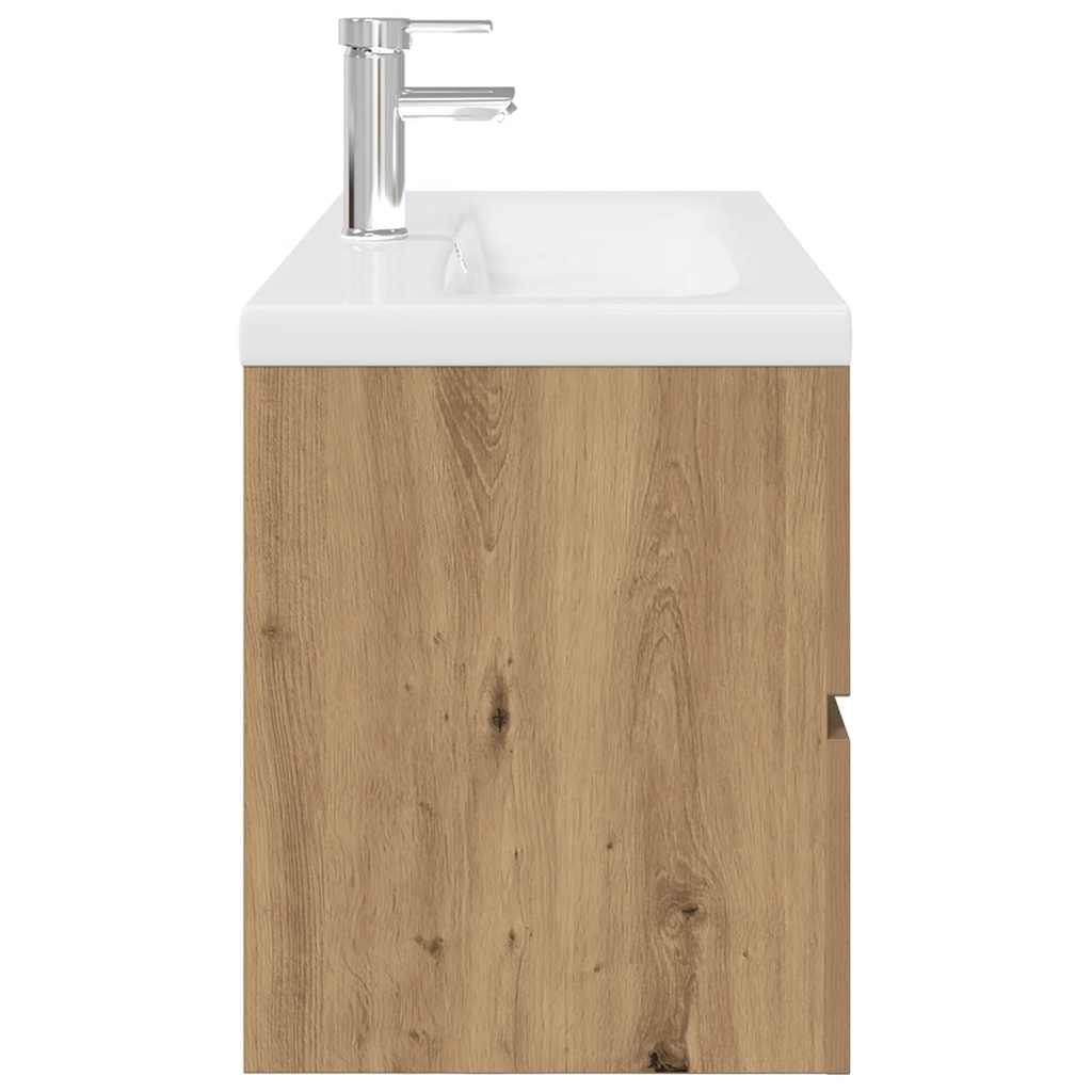 Mobile Bagno con Lavabo Integrato&Rubinetto Rovere Artigianale | homemem39