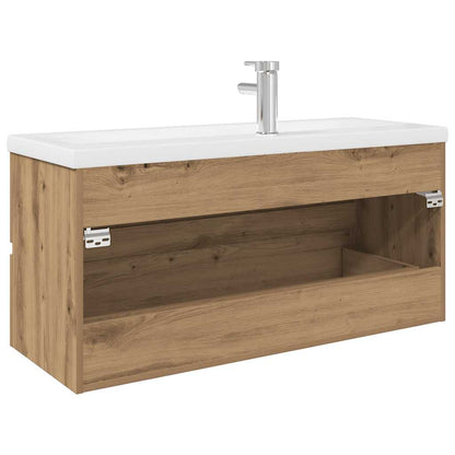 Mobile Bagno con Lavabo Integrato&Rubinetto Rovere Artigianale | homemem39