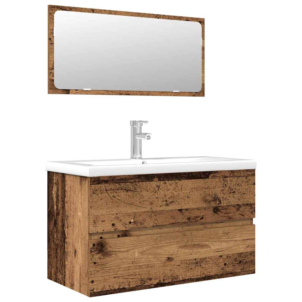 Set Mobili da Bagno 3 pz Legno Antico in Legno Multistrato | homemem39