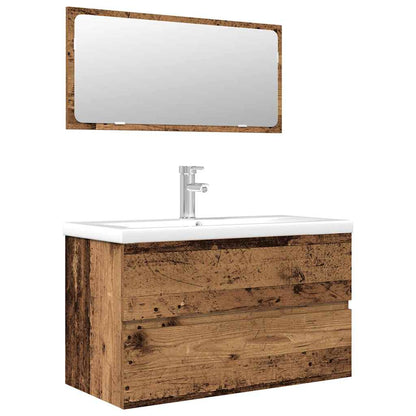 Set Mobili da Bagno 3 pz Legno Antico in Legno Multistrato | homemem39