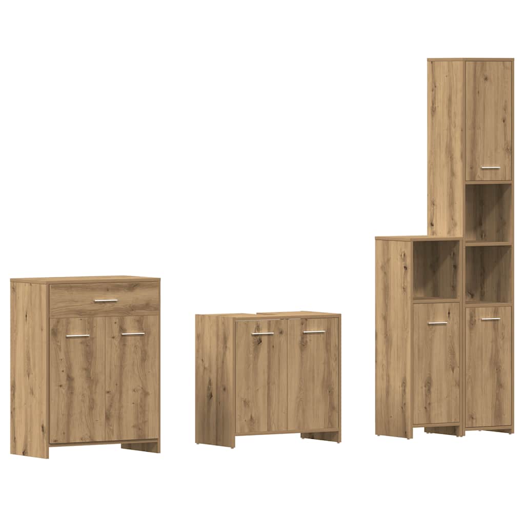 Set Mobili da Bagno 4 pz Rovere Artigianale Legno Multistrato | homemem39