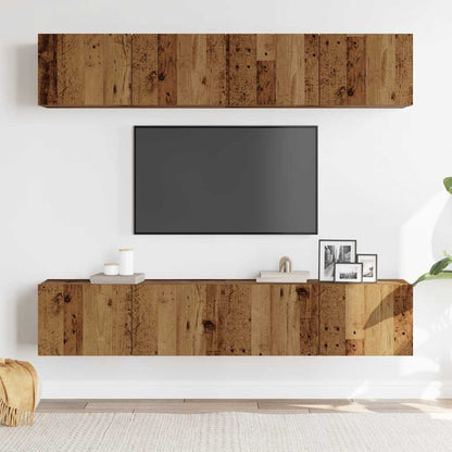 Mobili TV a Parete 4 pz Legno Antico in Legno Multistrato - homemem39