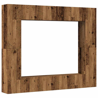 Set Mobile TV 8 pz Montato a Parete Legno Antico in Truciolato | homemem39
