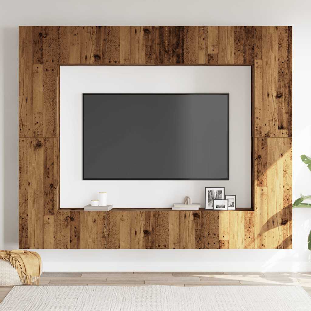 Set Mobile TV 8 pz Montato a Parete Legno Antico in Truciolato | homemem39
