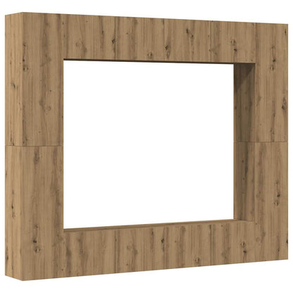 Set Mobile TV 8 pz Montato a Parete Rovere in Legno Multistrato | homemem39