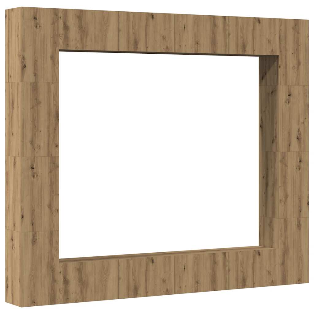 Set Mobile TV 8 pz Montato a Parete Rovere in Legno Multistrato | homemem39