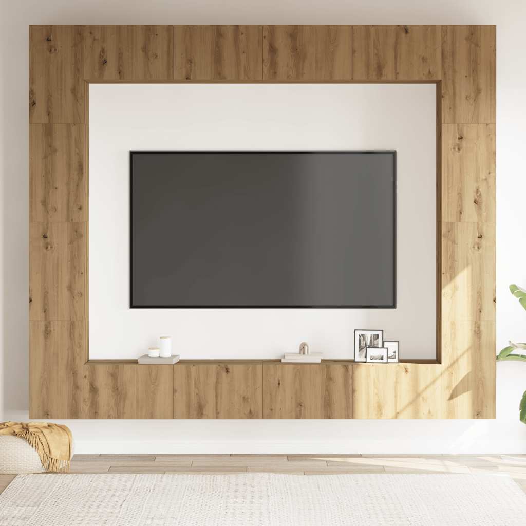 Set Mobile TV 8 pz Montato a Parete Rovere in Legno Multistrato | homemem39